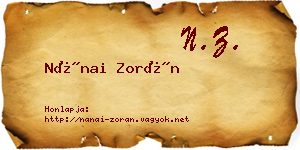 Nánai Zorán névjegykártya